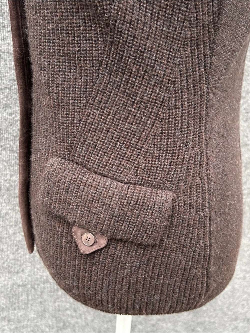 Loro Piana Dark Brown 100% Cashmere & Suede Trim Button-Front Sweater Vest - Picture 5 of 16